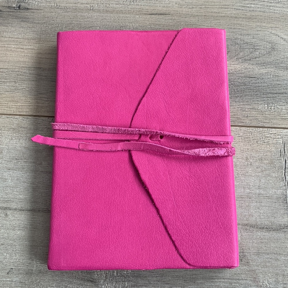 NWT Pink Leather Bound Wrap Journal